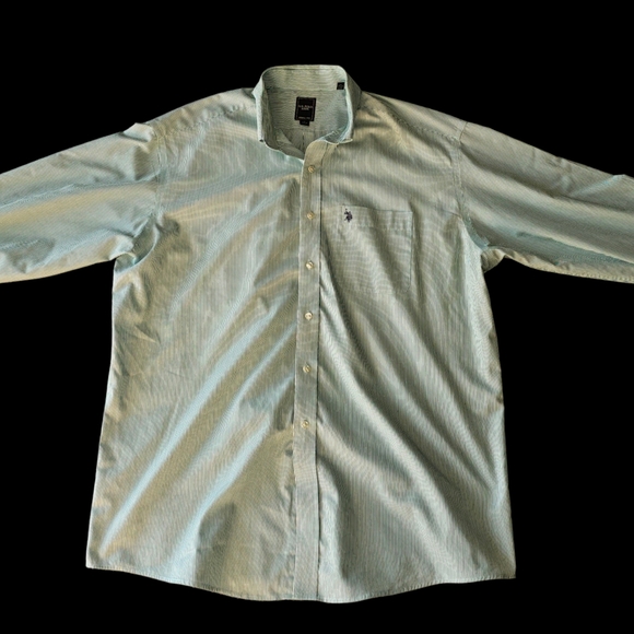 U.S. Polo Assn. Green and White Striped Shirt - Picture 4 of 6